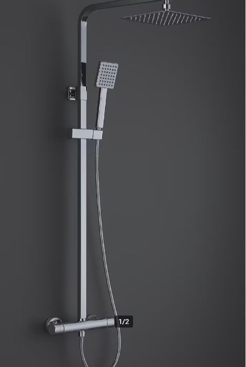 Thermostatische regendoucheset chroom - vierkant